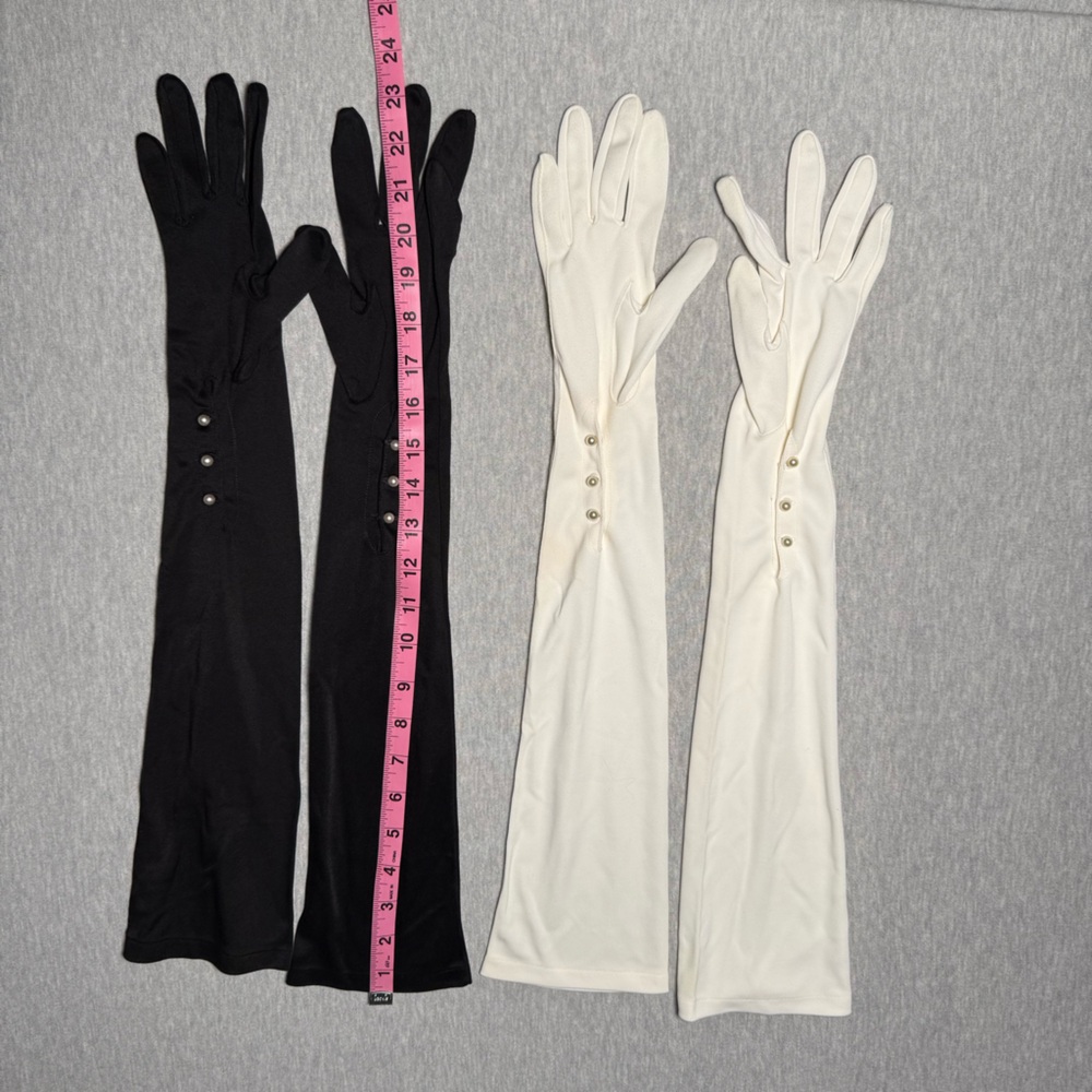 Van Raalte Vintage (50s-60s) Formal Opera Length Pearls White & Black Gloves - Picture 7 of 16